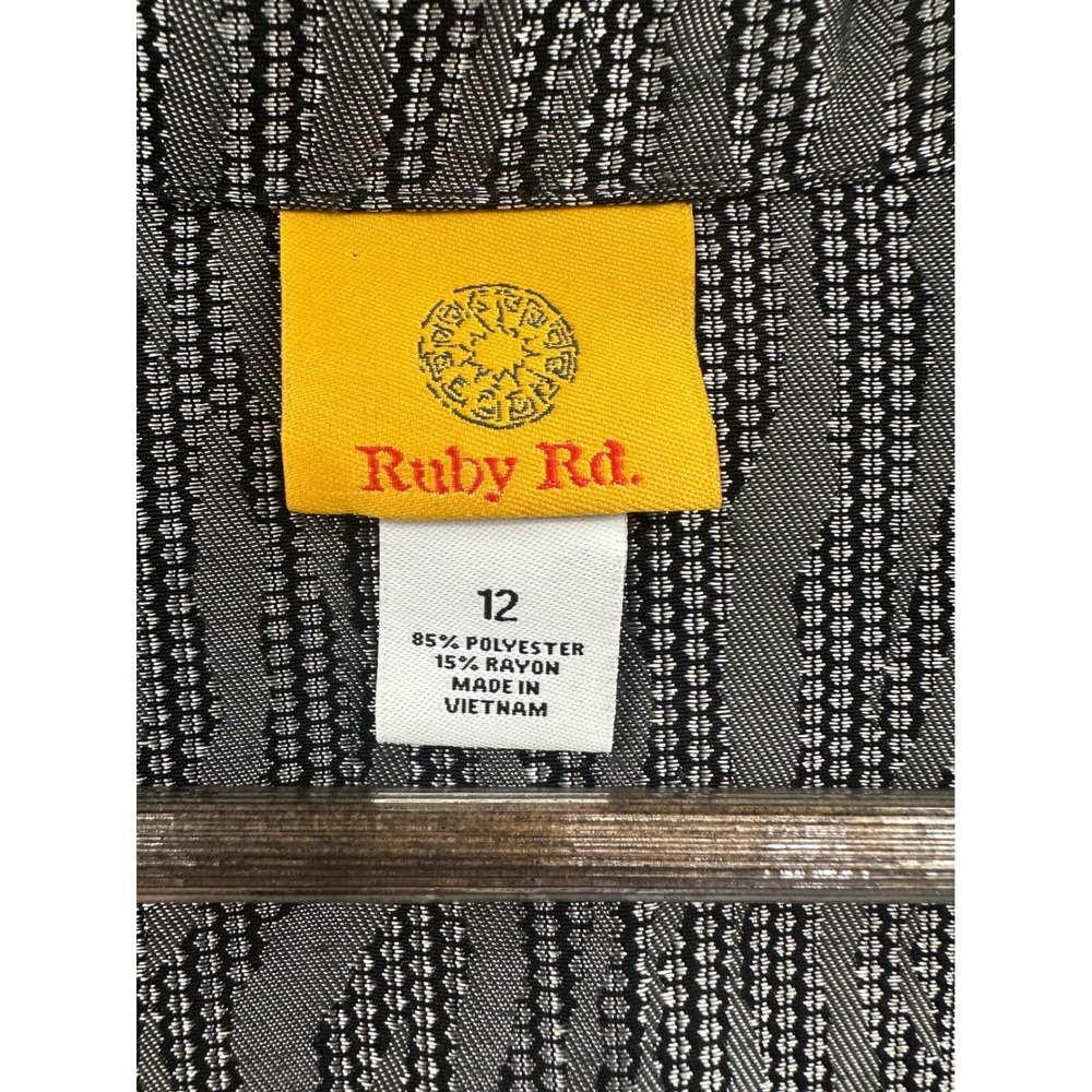 Ruby Rd Black White Abstract Print Drawstring Wai… - image 4